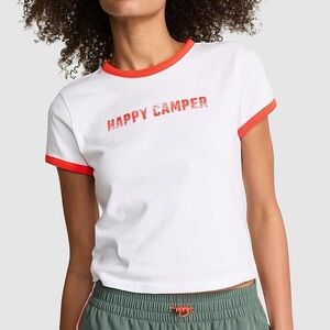 PINK Victoria's Secret White Tee with Neon Orange Trim